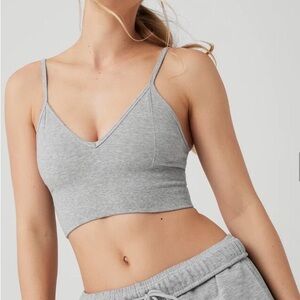NWOT Alo Yoga Delight Bralette Small Athletic Heather Grey Adjustable Straps